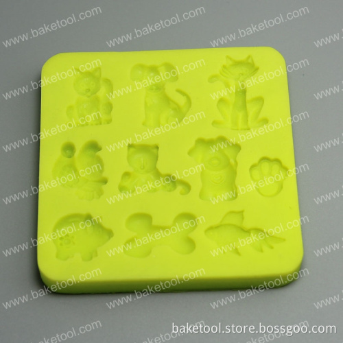 Mini Animals/Dog Bone/Pawprint patterns Silicone Mold For Fondant Cake Decorating